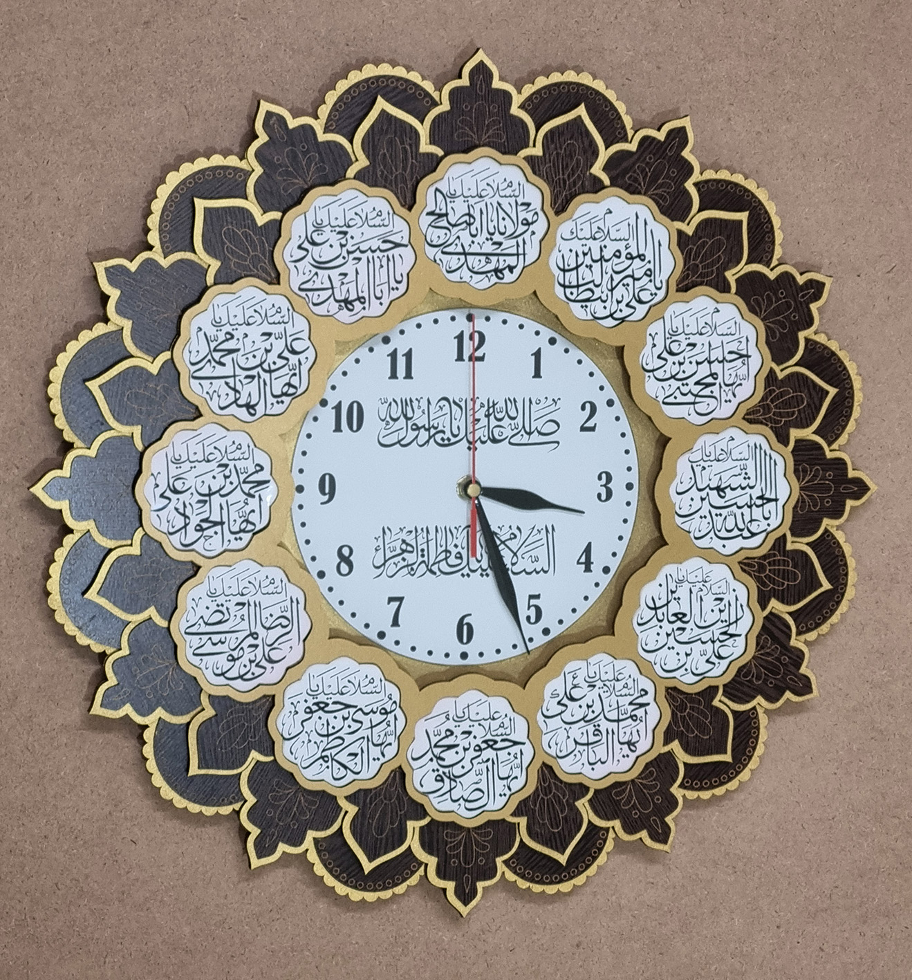 ساعت دیواری طرح مذهبی مدل ماهگل طلایی