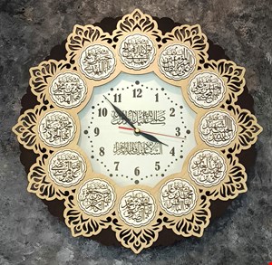 ساعت دیواری طرح مذهبی مدل  پروانه ،کرم قهوه ای